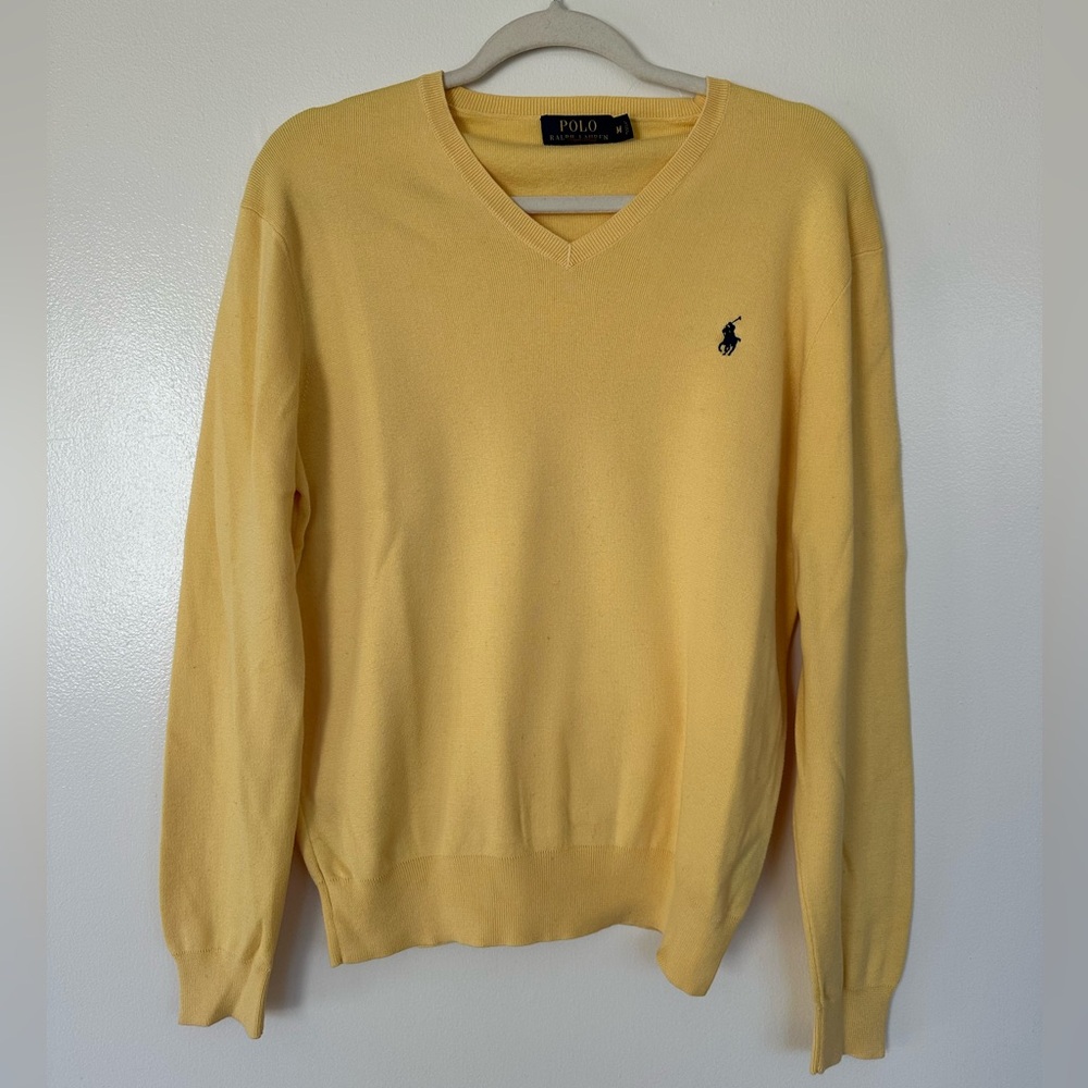 Ralph Lauren Pima Cotton Yellow Men’s Medium Long Sleeve Vneck